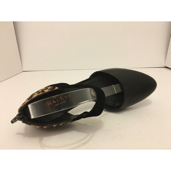 Sesto Meucci Breanne Women's Heels Black Leather Cheetah Hair Print Pumps 8.5 M - Picture 7 of 12